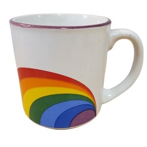 Vintage Sunnycraft Hand Decorated Stoneware Rainbow Coffee Mug